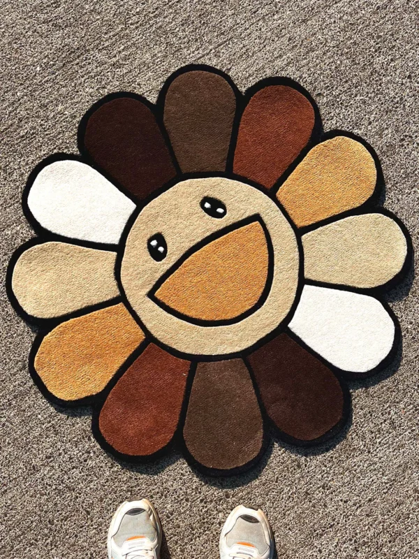 Monochrome Elegance Flower Rug - Image 2
