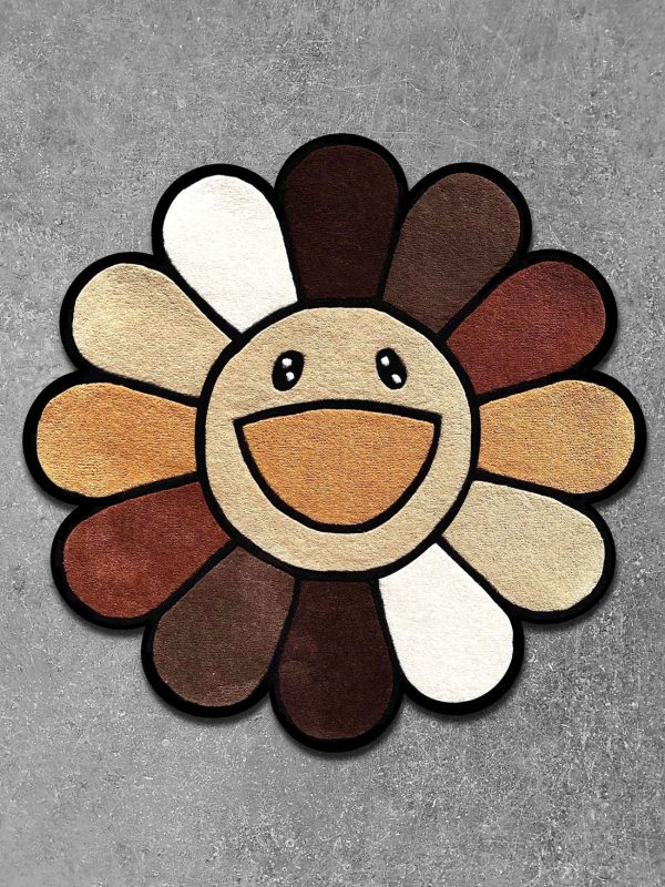 Monochrome Elegance Flower Rug