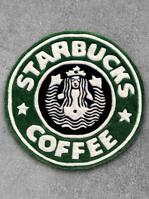 Green Circular Coffee Shop Logo Rug