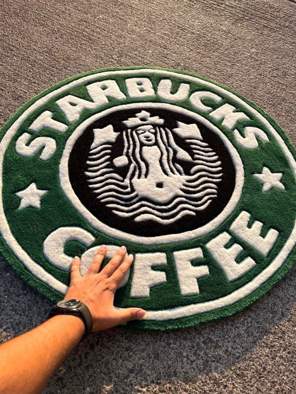Green Circular Coffee Shop Logo Rug - Image 3