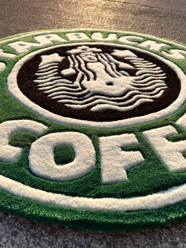 Green Circular Coffee Shop Logo Rug - Image 4
