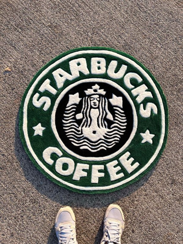Green Circular Coffee Shop Logo Rug - Image 5