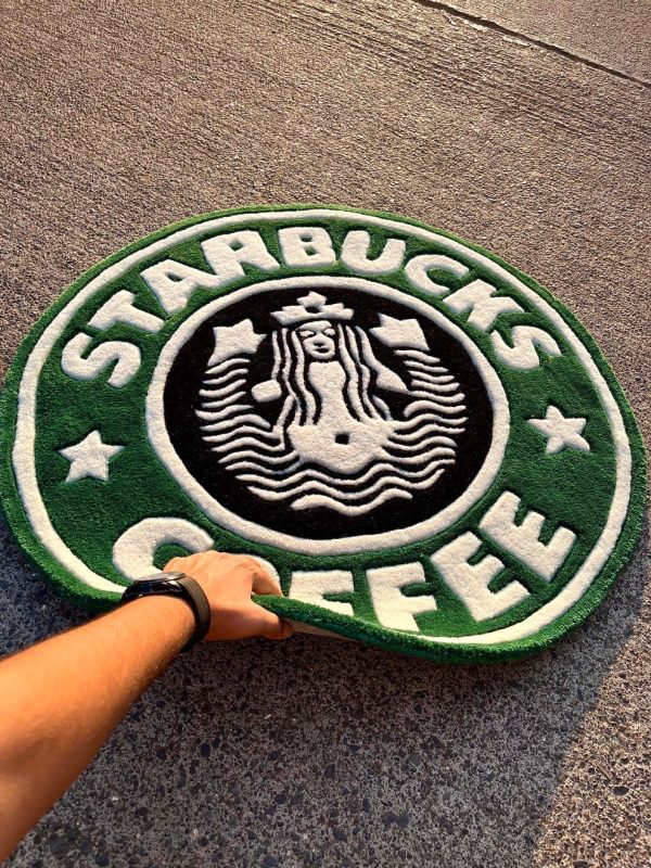 Green Circular Coffee Shop Logo Rug - Image 2