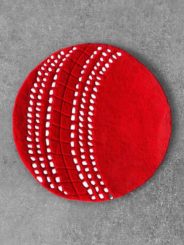 Red Cricket Ball By The Taj Rugs