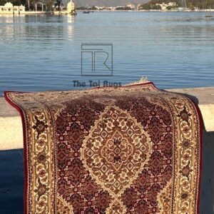 Hand knotted Persian design rug in royal red color by The Taj Rugs